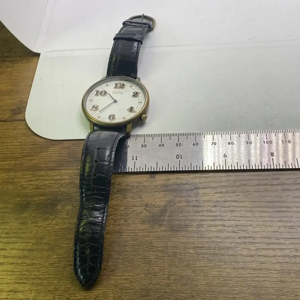 Guess Womens Vintage Black Leather Watch 1989 New Battery Works